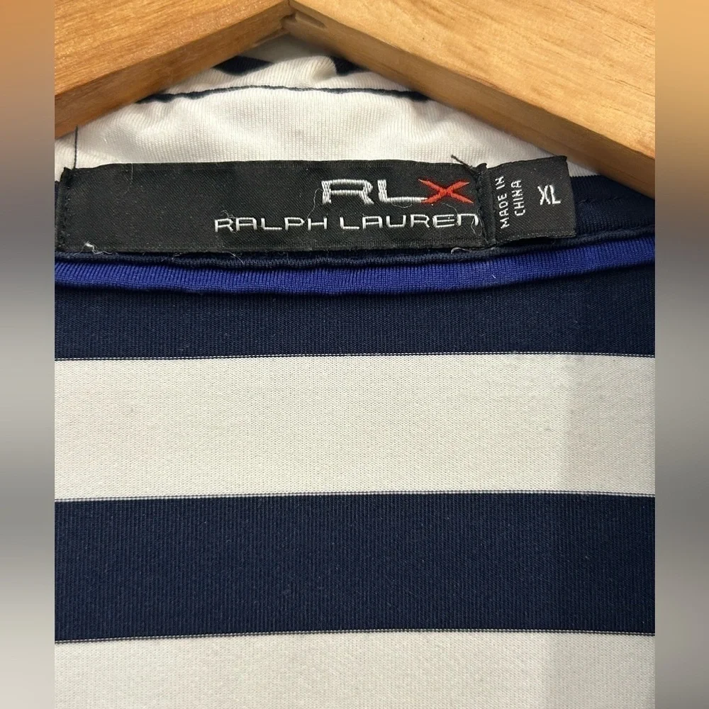 RLX Custom Slim Fit Performance Polo size XL navy and white stripe